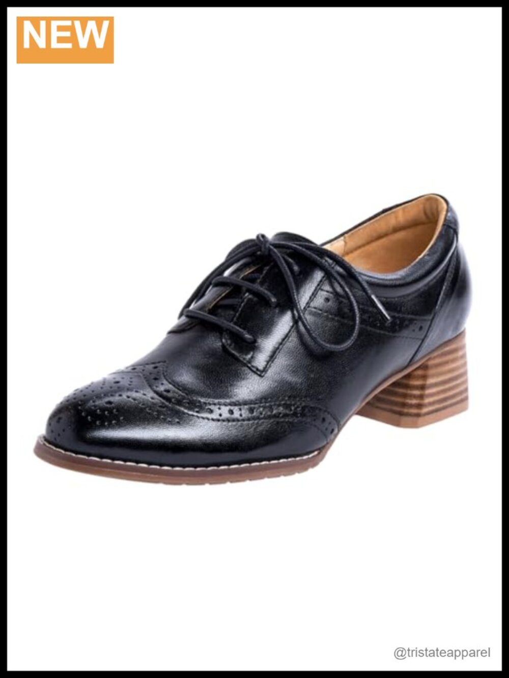 Leather Chunky Heel Oxfords Brogue Lace Up Dress Pumps Comfort